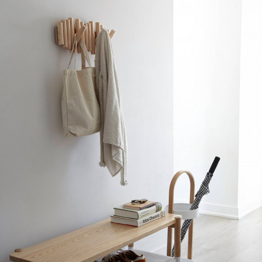 Umbra picket rail hook coat rack, light beige color