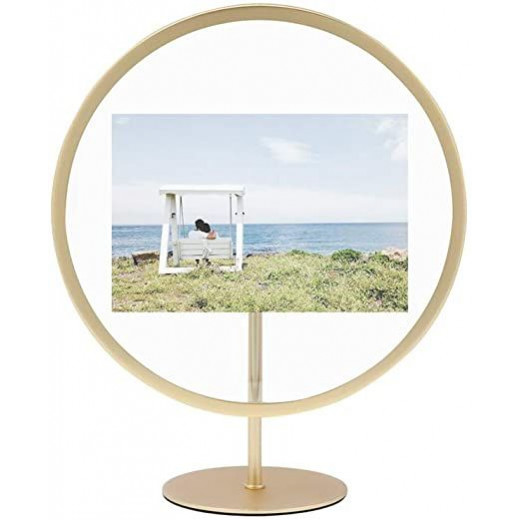 Umbra round photo frame, light gold 4*6 cm