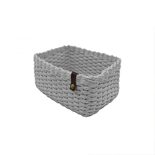 Weva cosmopolitan faux rattan storage basket, grey