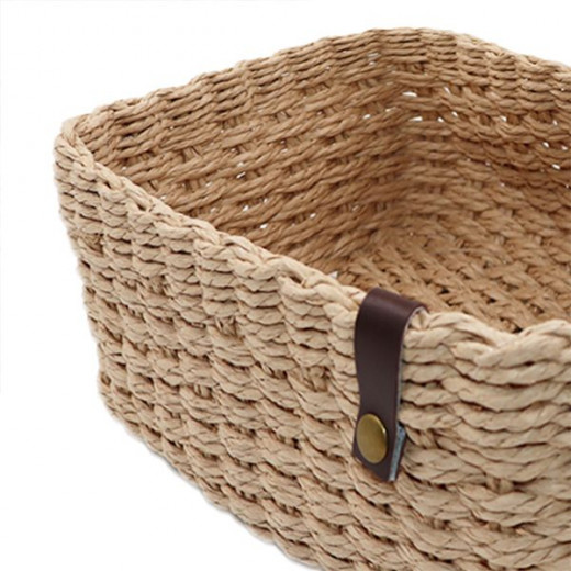 Weva cosmopolitan faux rattan storage basket, natural