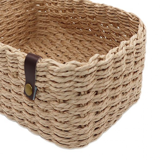 Weva cosmopolitan faux rattan storage basket, natural