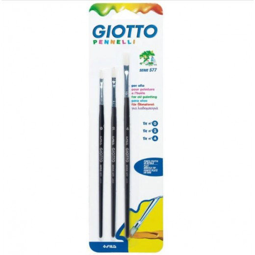 Giotto Flat Brushes 3 Pieces Set No.4-2-0