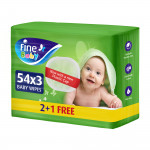 Fine Baby, Wet Wipes, With Aloe Vera & Chamomile Lotion, 54 Wipes 2+1 Free