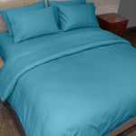 Fieldcrest plain duvet cover, cotton, turquoise color, king size