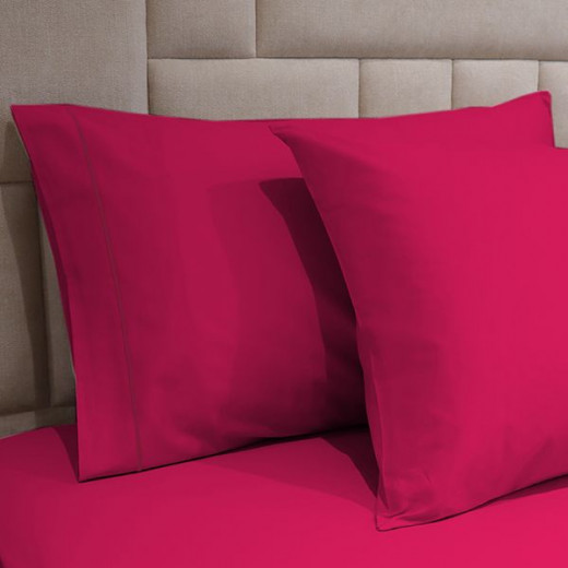 Fieldcrest plain fitted sheet set, cotton, fuchsia color, king size, 3 pieces