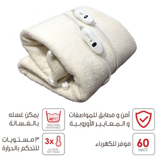 Trust sherpa electric blanket oversheet with controller, queen, white (with warranty)