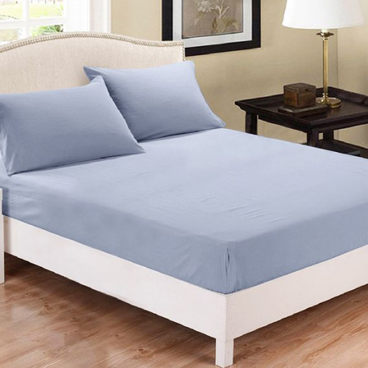 Fieldcrest plain fitted sheet set, cotton, blue color, queen size, 3 pieces