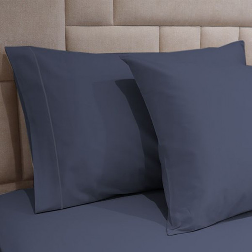 Fieldcrest plain fitted sheet set, navy blue color, twin size