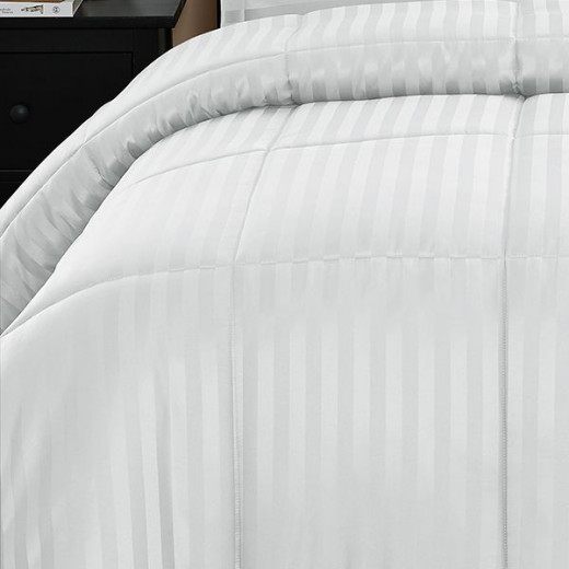 Nova home ultrastripe hotel style comforter set, white color, king size, 6 pieces