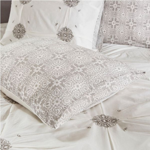 Nova home malia embroidered comforter set, ivory color, king size, 7 pieces