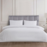 Nova Home UltraStripe Hotel Style Duvet Cover Set, King Size, White Color