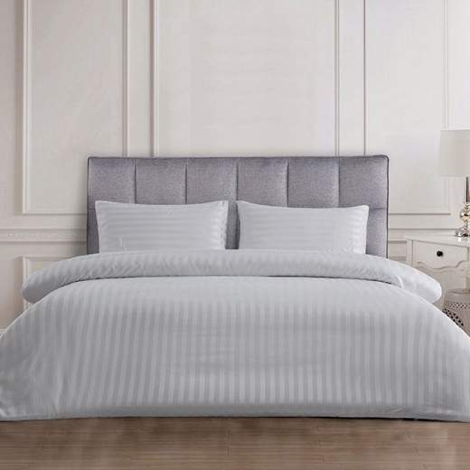 Nova Home UltraStripe Hotel Style Duvet Cover Set, Queen Size, Grey Color