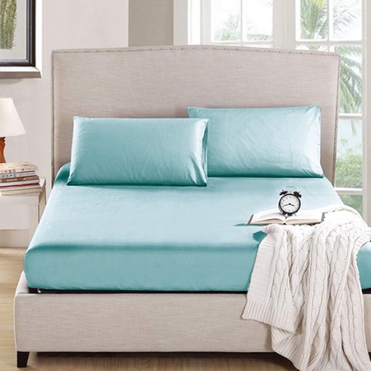 Nova home microbasic fitted sheet set, king size, light blue color