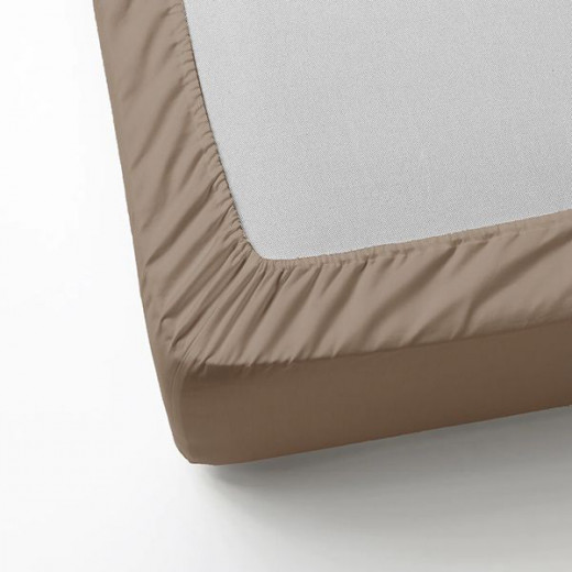 Nova home microbasic fitted sheet set, queen size, beige color