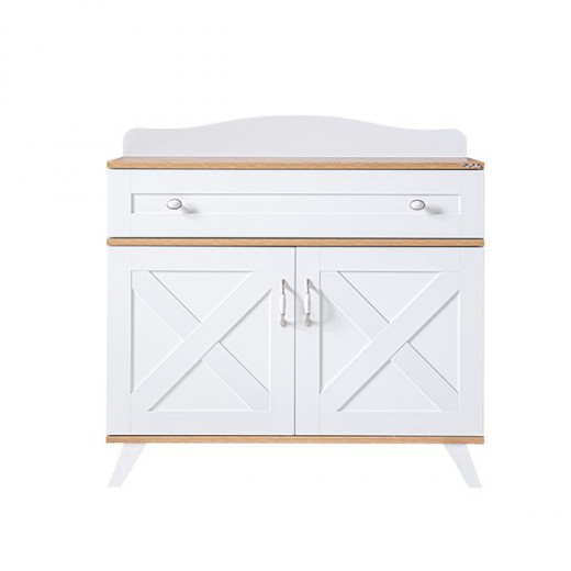 Pierre Cardin Bonnie Baby Room Dresser With Shelf, White Color