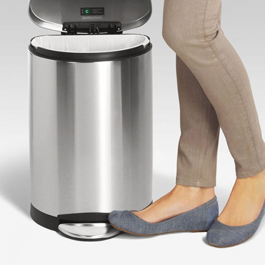 Simplehuman trash bin semi round, stainless steel, brushed, 6 liter