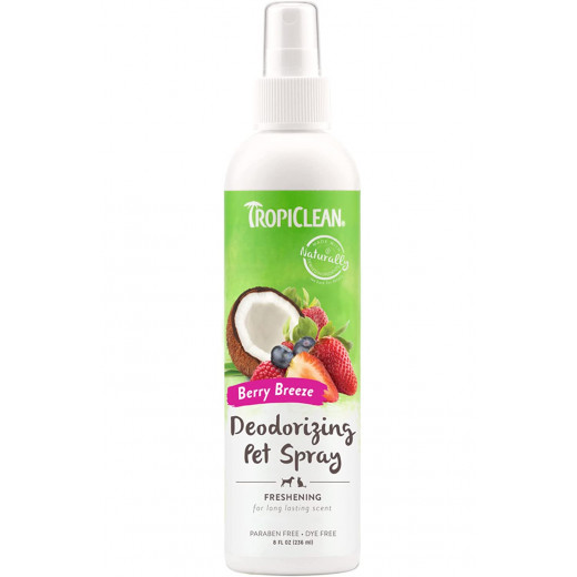 TropiClean Berry Breeze Deodorizing Spray for Pets, 236 Ml