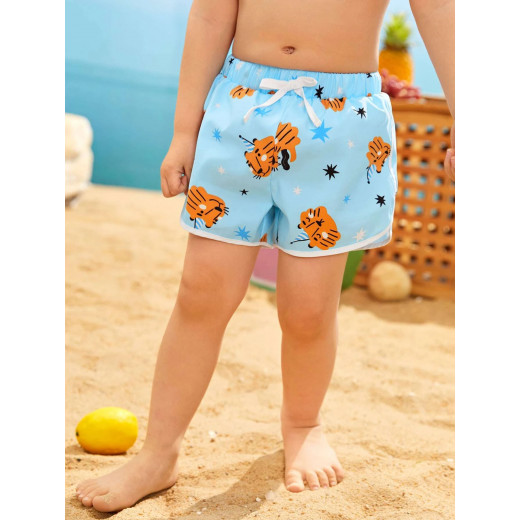 Boys Swim Shorts, Tiger and Star Design