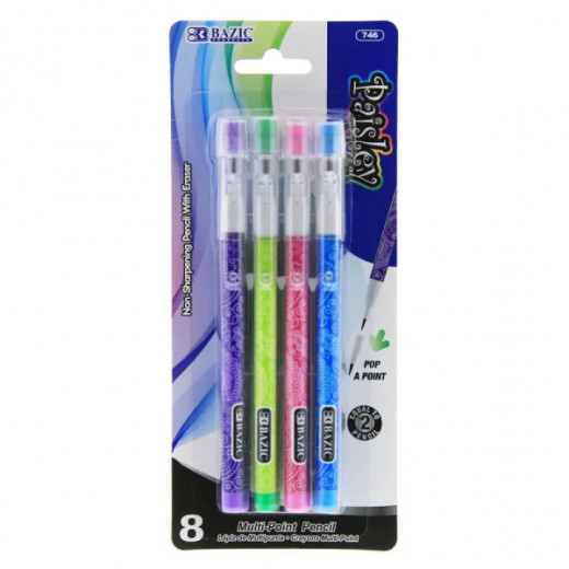 Bazic  Paisley MultiPoint Pencil, 8Pack