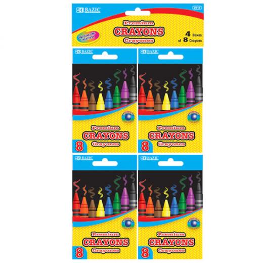 Bazic Premium Crayons, 8 Colors 4 Pieces