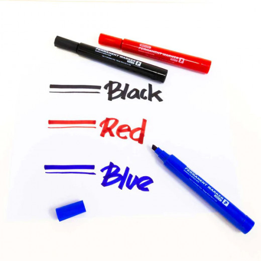 قلم ماركر جامبو برأس إزميل ثابت ، ألوان متنوعة ، 3 عبوات من بازيك