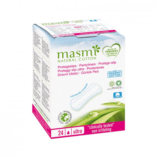 Masmi Ultrathin Pantyliners, Organic Cotton, 24 Pieces