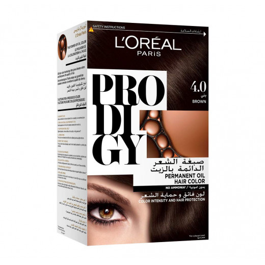 L'Oreal Paris Prodigy Permanent No Ammonia Hair Color, 4.0 Brown Color