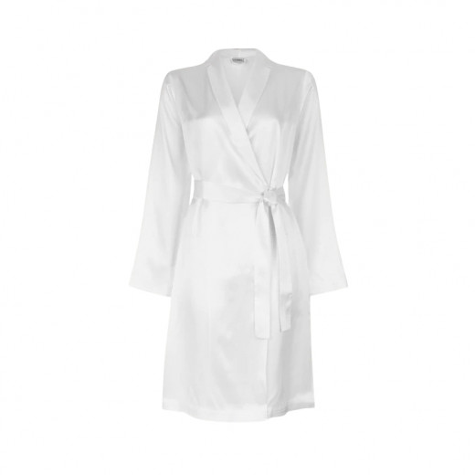 Effort White Silk Long Robe for Women, White Color