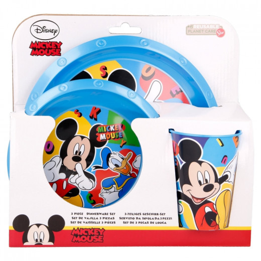 Easy Set Dinnerware, Mickey Mouse Design, 3 Pieces