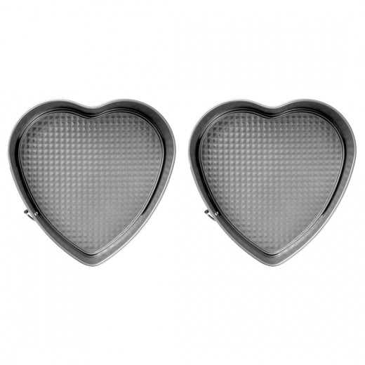 قالب شكل قلب بقفل جانبي، باللون الفضي، 12 سم, قطعتين من باتيس