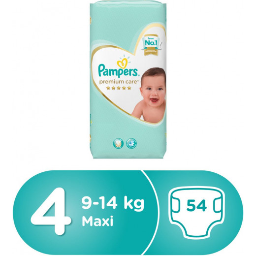 Pampers Premium Care Diapers, Size 4, Maxi, 9-14 kg, Mega Pack, 54 Count