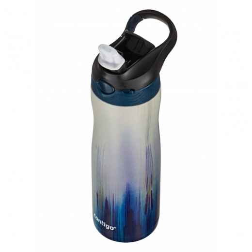 زجاجة مياه من الستانلس ستيل المعزولة، باللون الرمادي والأزرق, 590 مل من كونتيجو