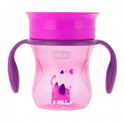 Chicco NaturalFit 360 Degree Rim Trainer Sippy Cup with Handles, in Pink, 200 ml, +12 أشهر