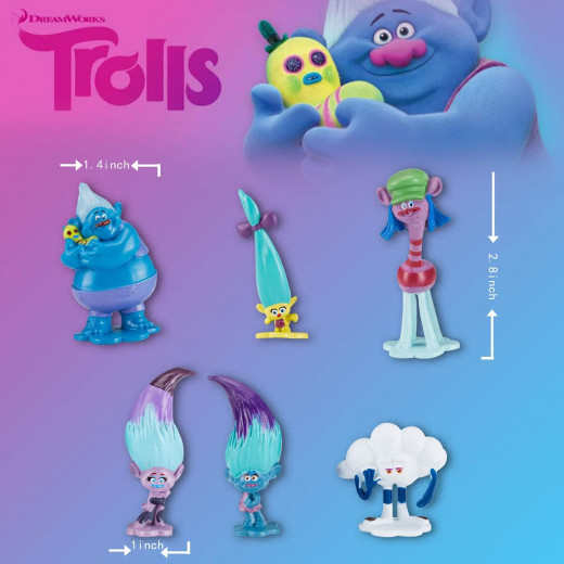 Trolls DreamWorks with Tiny Dancers Figures, 6 Characters  2.5 inch