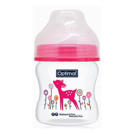 Optimal Extra Wide Neck Feeding Bottle, Pink Color, 150 Ml