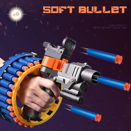 Rotating Wheel Gun Toy With 28 Soft Bullets