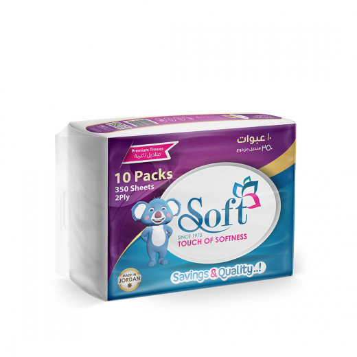 Soft Tissues Nylon Pack, 350 Sheet, 2 Ply, 10 Packs