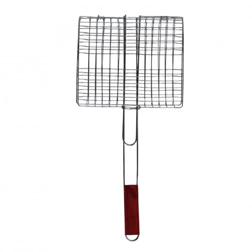 BBQ Grill Net With Wooden Handle, 20*24 Cm