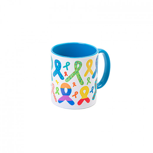 Mug Designed With Ribbon, Assorted Color, 300 Ml, 1 Piece