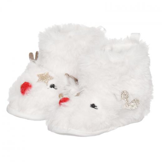 Cool Club Fleece Bootie Boot Slipper, White Color