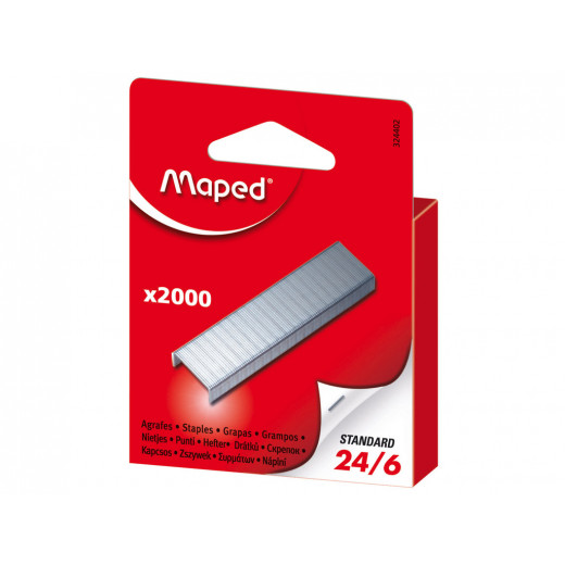 Maped Metallic Staples Standard 24/6, 1000 Pieces