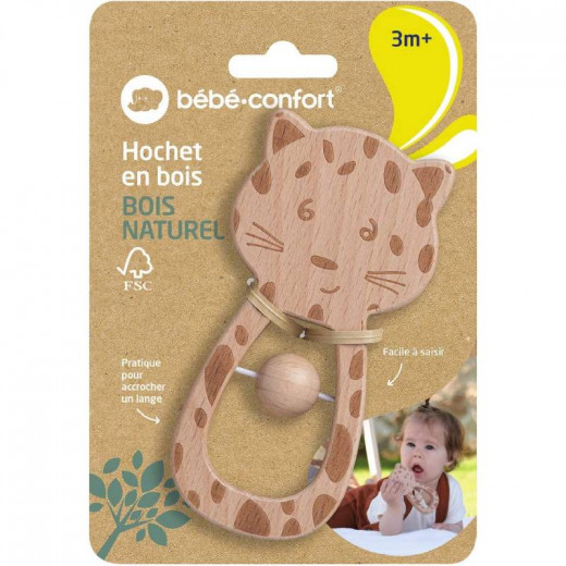 Bebe Confort Wooden Baby Rattle, Tiger Design