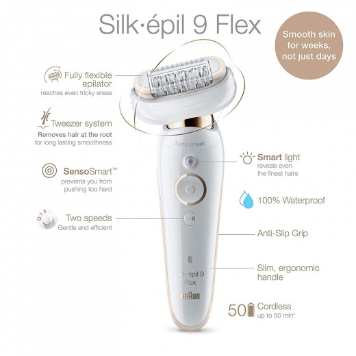 Braun SES9300 Silk Epil White & Gold, with Flexible Head