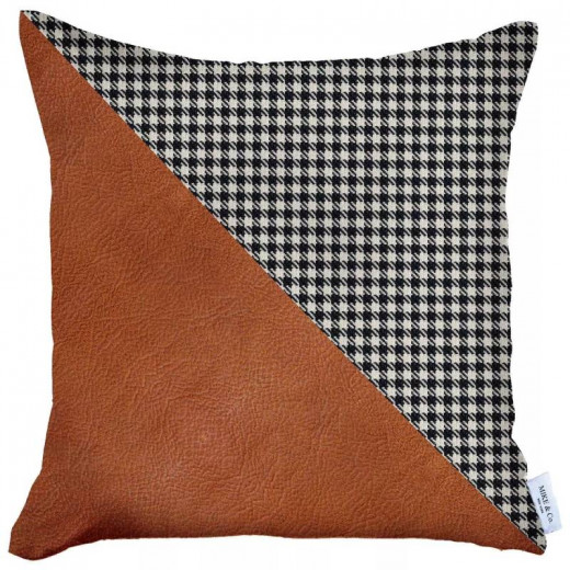 Nova Home Boho Chic Leather & Jacquard Cushion Cover, 45x45 Cm