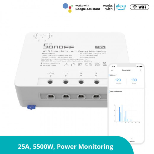 Sonoff Powr3 Wifi Smart Relay Switch, With Power Meter