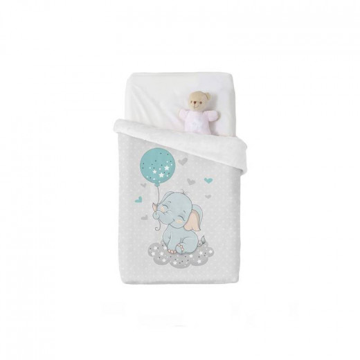 Manterol Blanket Elephant Baby Print Velvet, Grey Color, 100*75 Cm