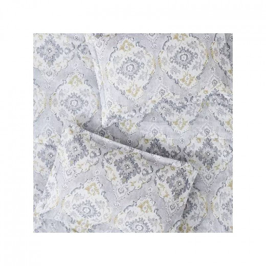 Nova Home "Vienna" Double-Face Printed Comforter, Grey Color, King/Super King, 6 Pieces