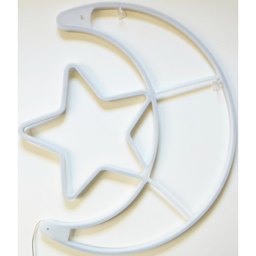 Lighting Ramadan Decorations, Crescent And Star Design, White Color, 60 Cm