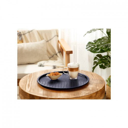 Madame Coco Crocodile Round Tray, Navy Color