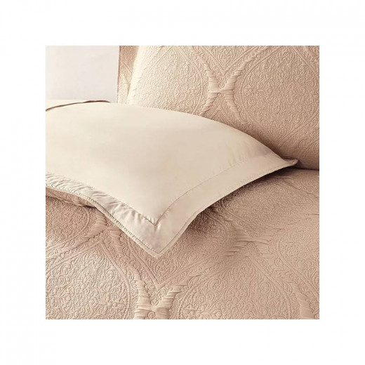 Nova Home Flosway Jacquard Bed Spread Set, Beige Color, King Size, 3 pieces